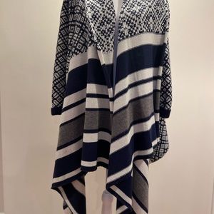Cupcakes and cashmere sweater wrap. Blue and white. Size Small